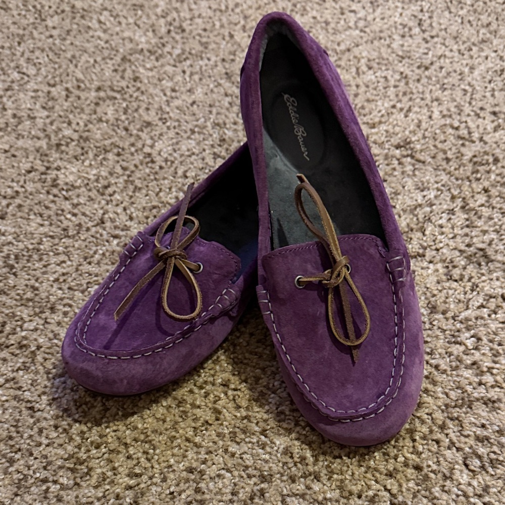 Purple Eddie Bauer Suede Loafers Comfort Moccasins US Sz 9